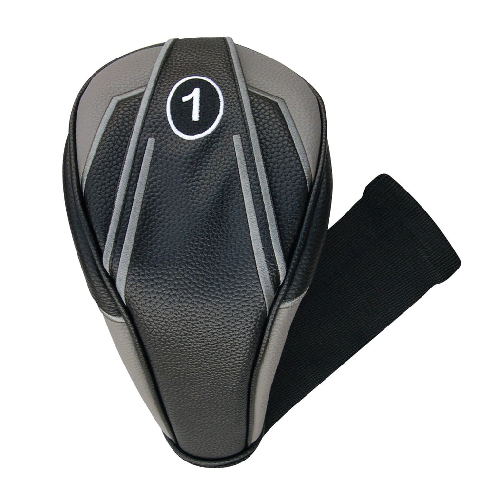 PU Leatherette Black/Gray Headcovers With Sock