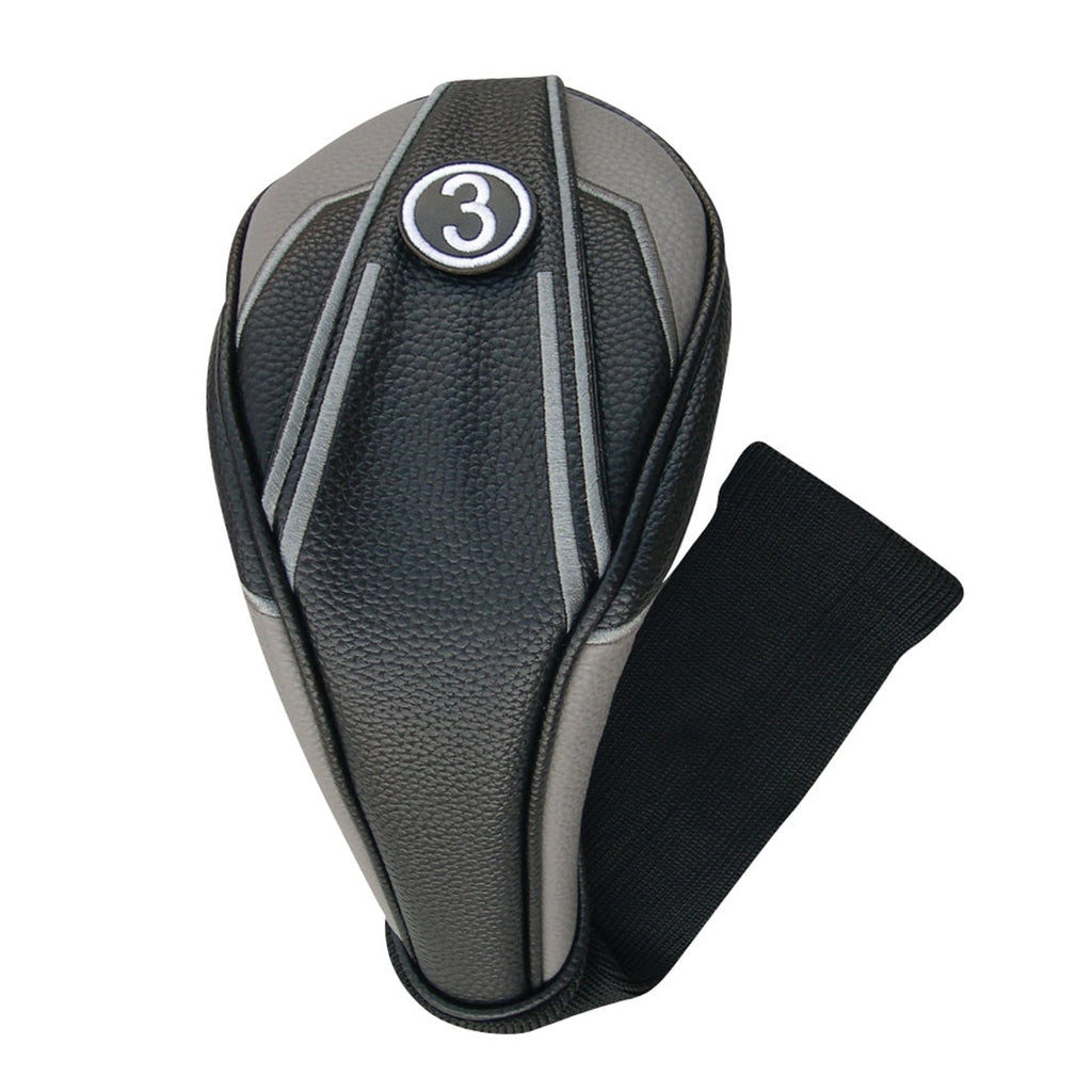 PU Leatherette Black/Gray Headcovers With Sock